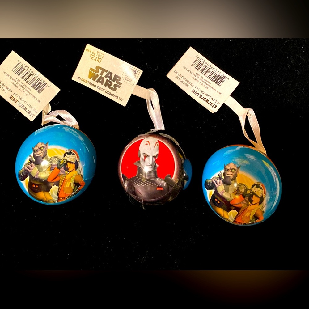 Star Wars Lucas Films LFL Imperial Forces Rebel Fighter Ornaments Tin Balls Lot